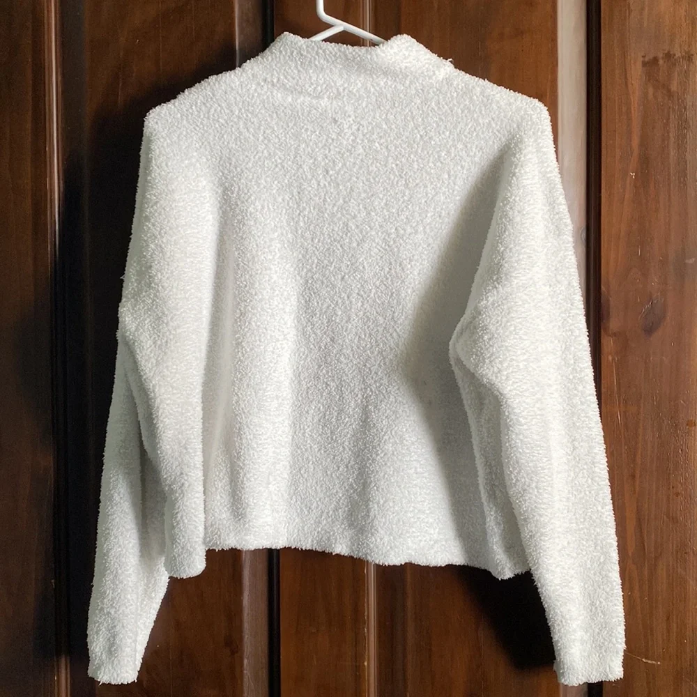 fuzzy white quarter zip top - Picture 4 of 4